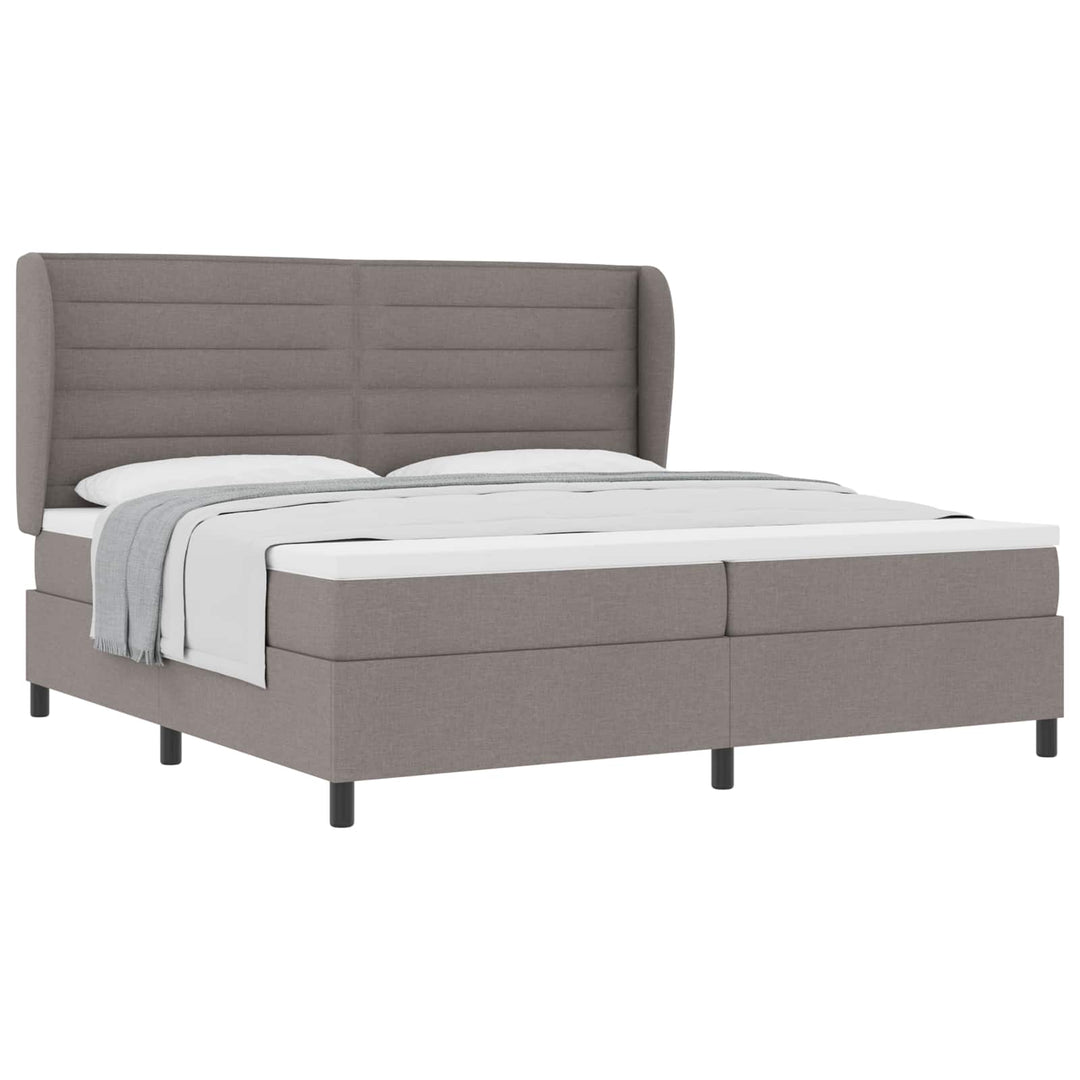 Box spring seng med madras Gråbrun 200 x 200 cm Stof