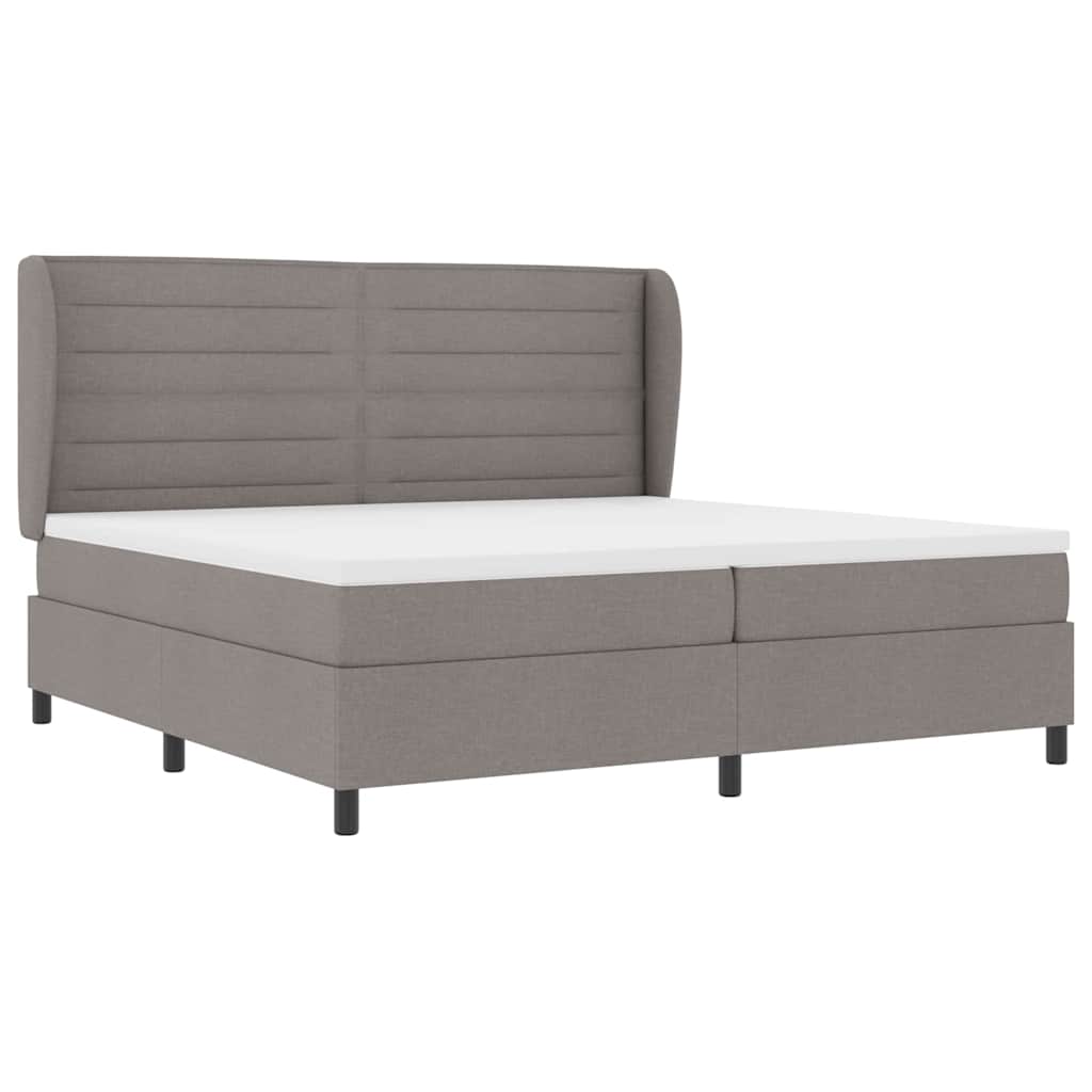 Box spring seng med madras Gråbrun 200 x 200 cm Stof
