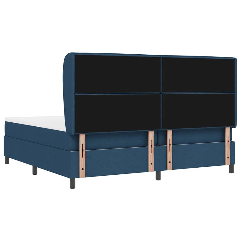 Box spring seng med madras med hovedgærde Blå 200 x 200 cm Stof