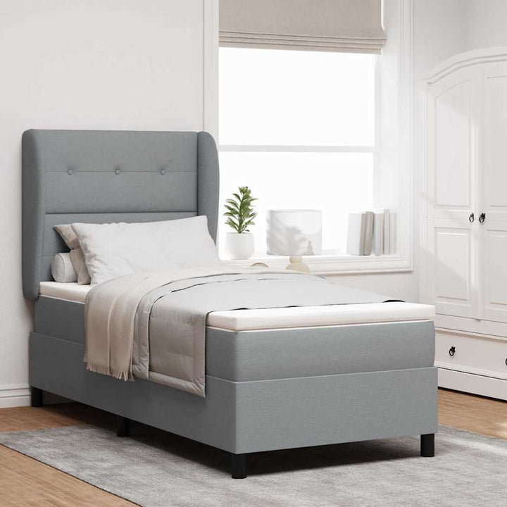 Box spring seng med madras Lysegrå 80 x 200 cm Stof