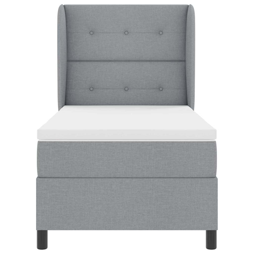 Box spring seng med madras Lysegrå 80 x 200 cm Stof