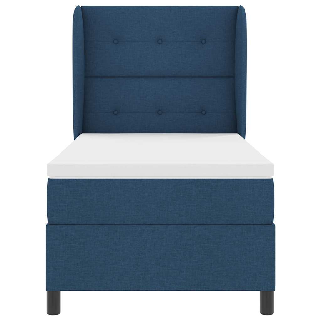 Box spring seng med madras med hovedgærde Blå 80 x 200 cm Stof