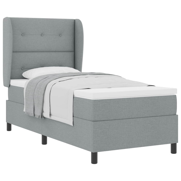 Box spring seng med madras Lysegrå 90 x 190 cm Stof