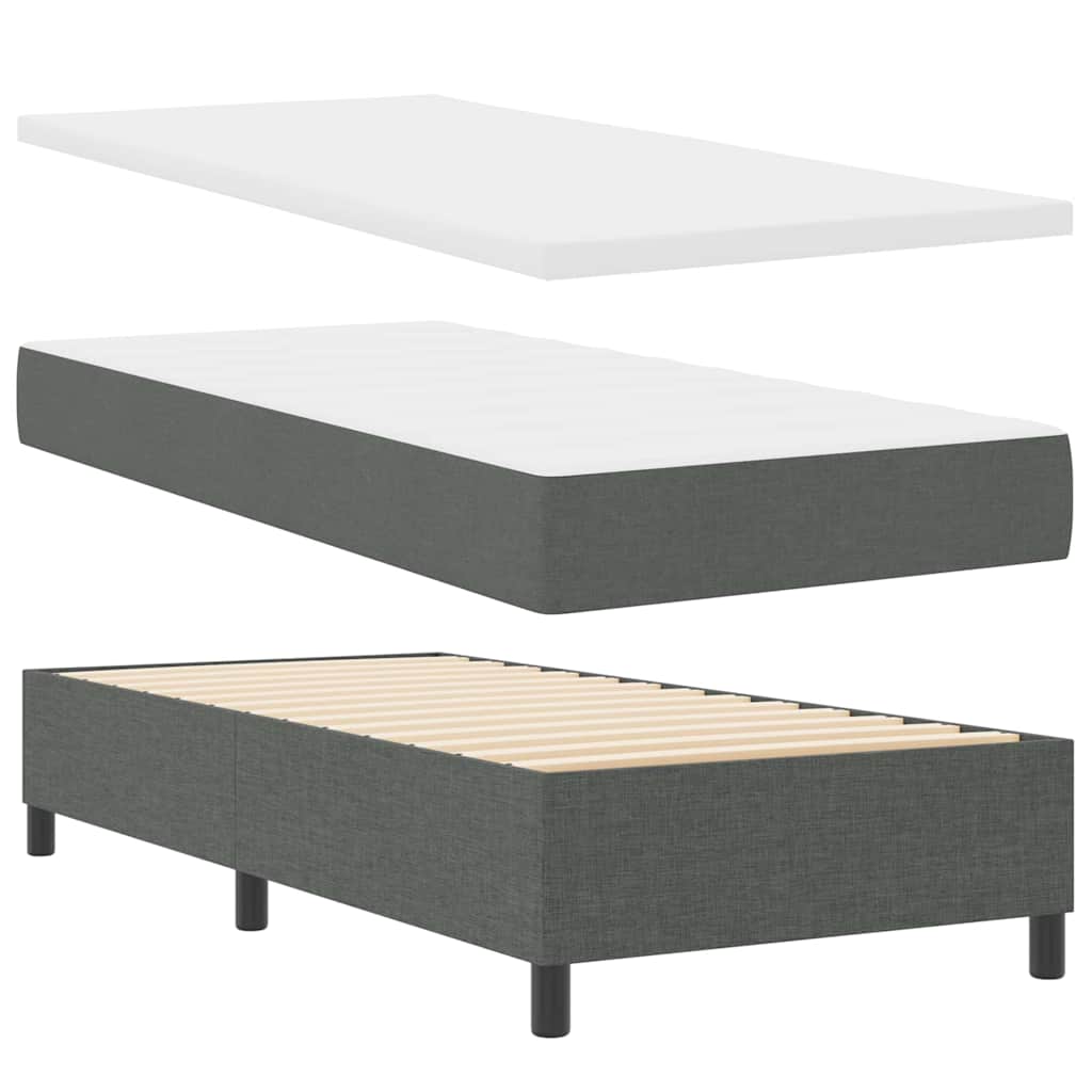 Box spring seng med hovedgærde Mørkegrå 90 x 190 cm Stof