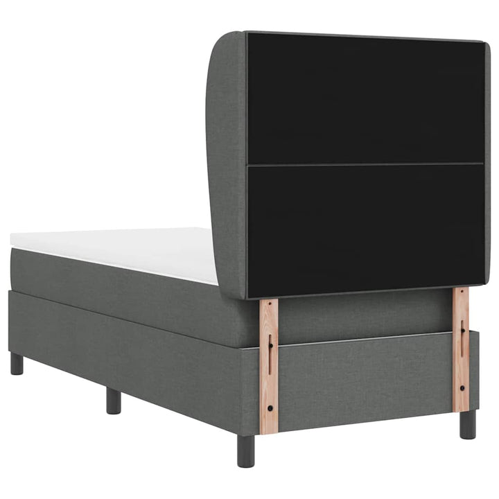 Box spring seng med hovedgærde Mørkegrå 90 x 190 cm Stof