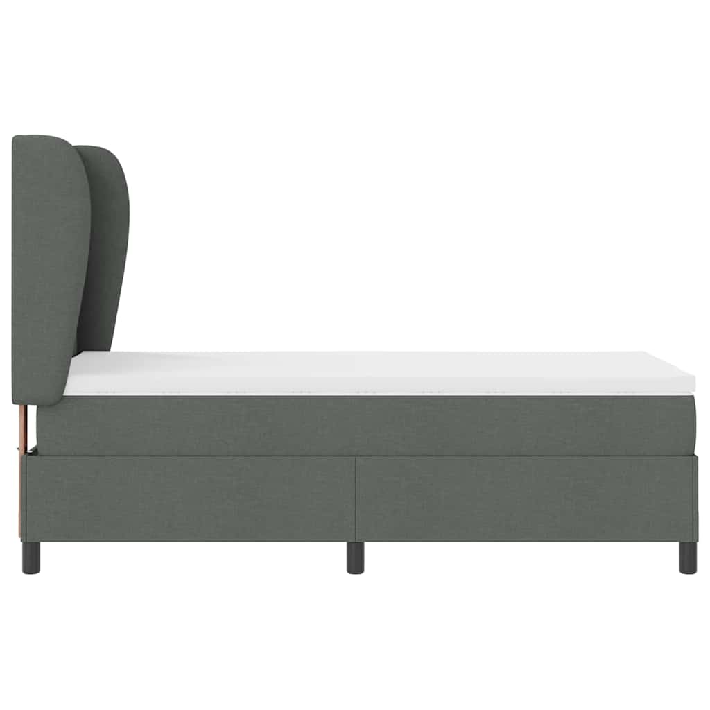 Box spring seng med hovedgærde Mørkegrå 90 x 190 cm Stof