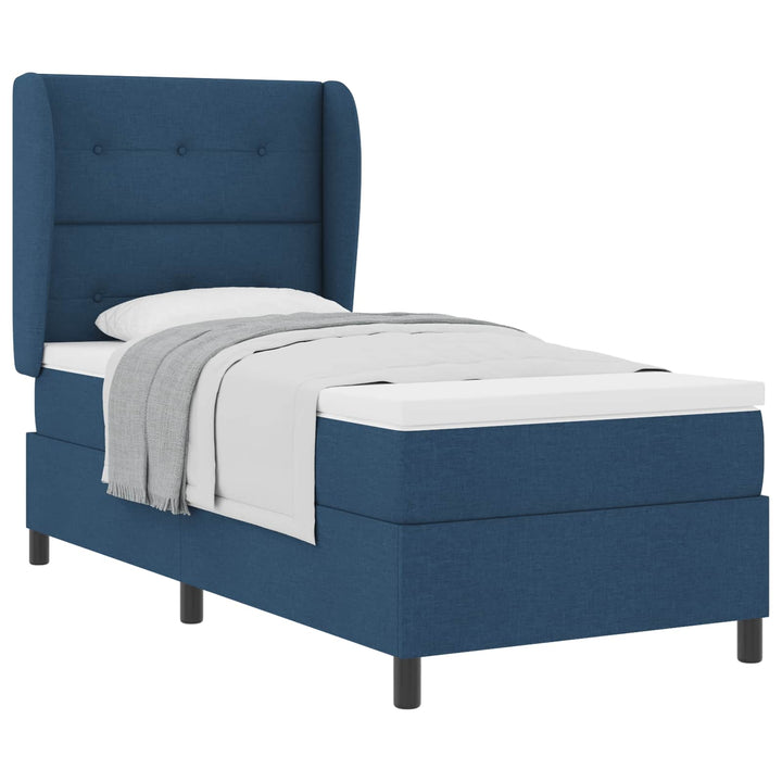 Box spring seng med hovedgærde Blå 90 x 190 cm Stof
