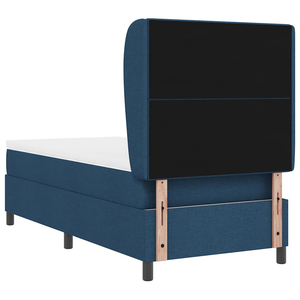 Box spring seng med hovedgærde Blå 90 x 190 cm Stof