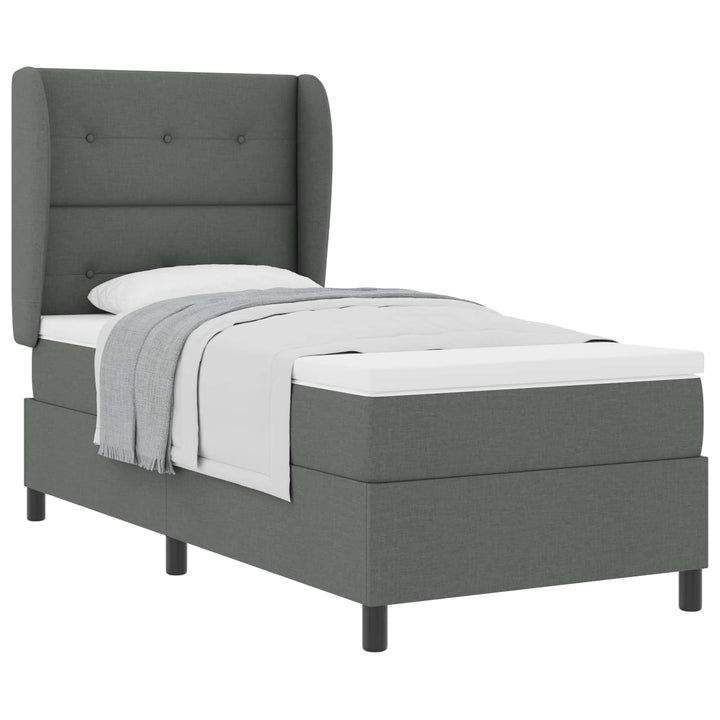 Box spring seng med hovedgærde Mørkegrå 90 x 200 cm Stof
