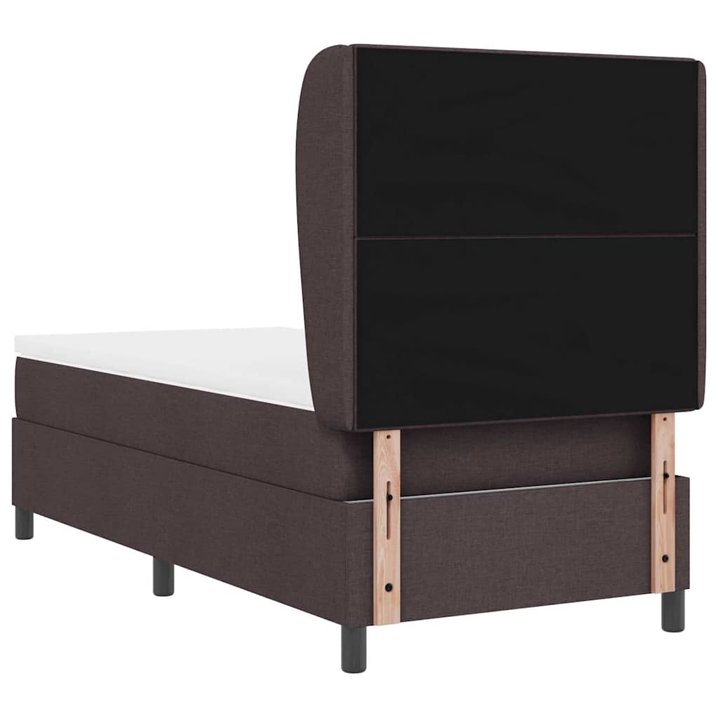 Box spring seng med madras Mørkebrun 90 x 200 cm Stof