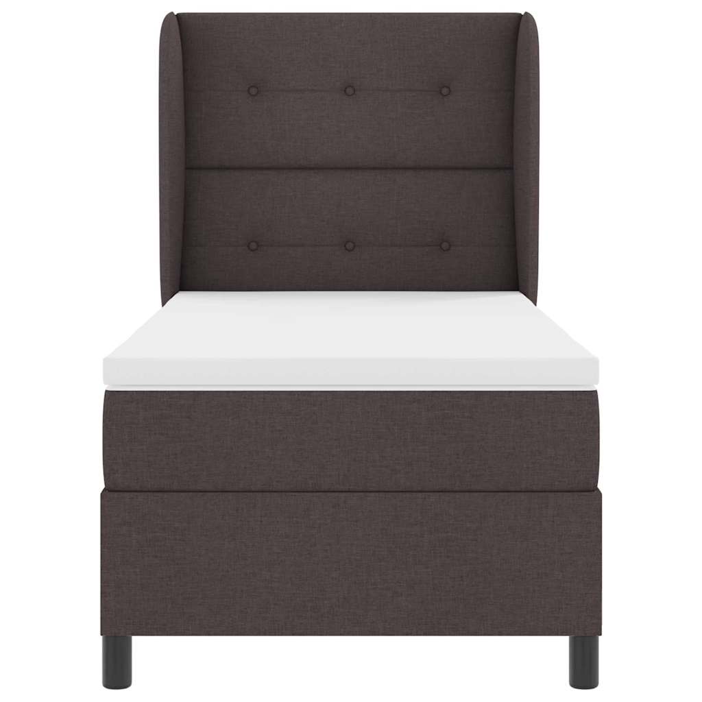 Box spring seng med madras Mørkebrun 90 x 200 cm Stof