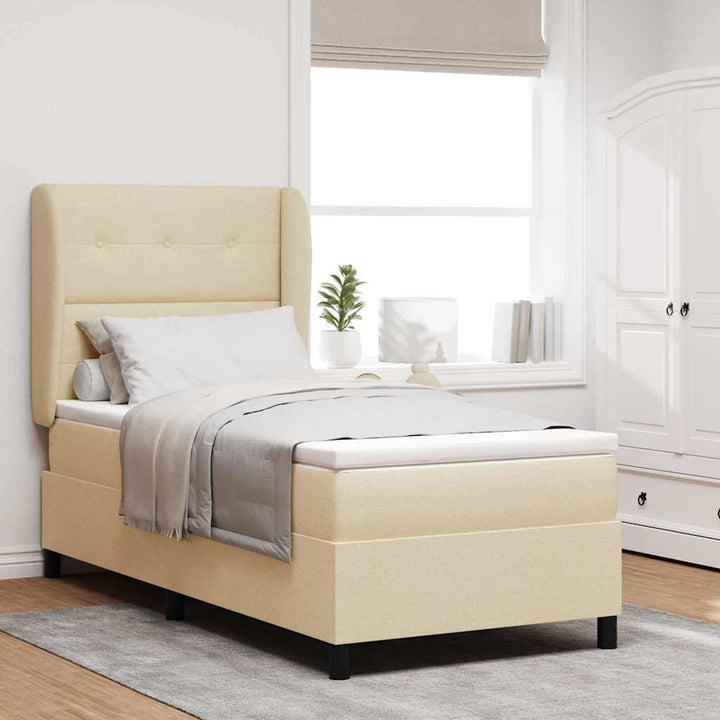 Box spring seng med madras Creme 90 x 200 cm Stof