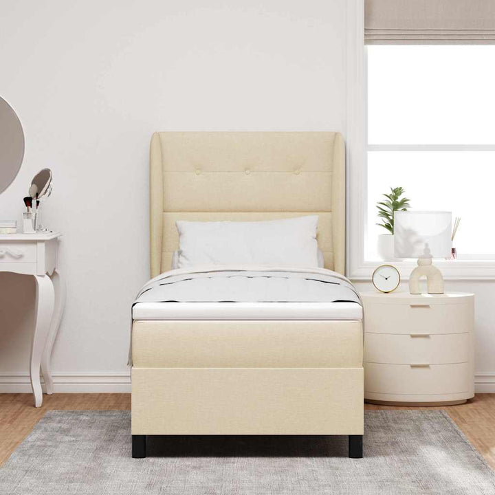 Box spring seng med madras Creme 90 x 200 cm Stof