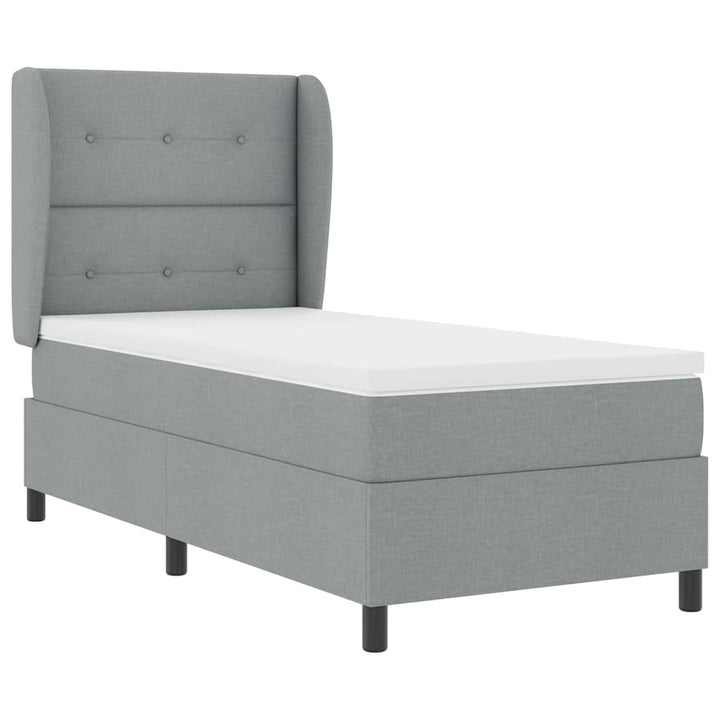Box spring seng med hovedgærde Lysegrå 100 x 200 cm Stof