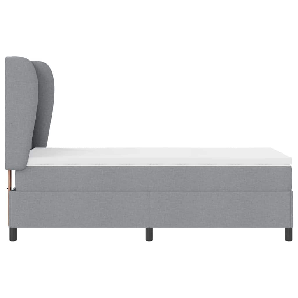 Box spring seng med hovedgærde Lysegrå 100 x 200 cm Stof