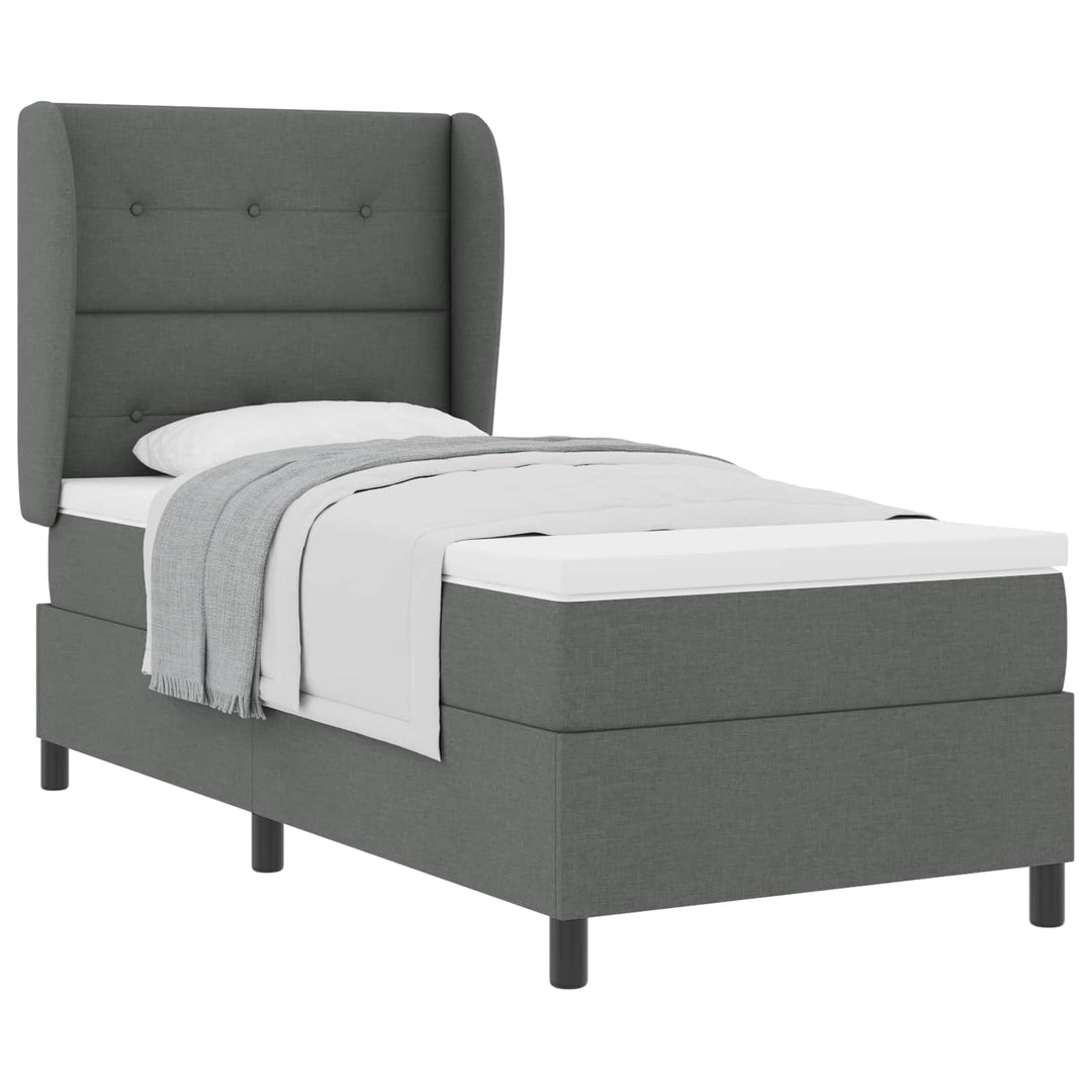 Box spring seng med hovedgærde Mørkegrå 100 x 200 cm Stof