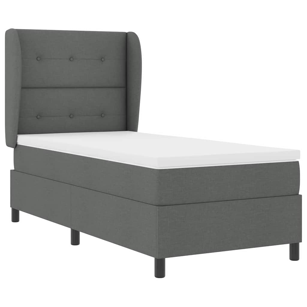 Box spring seng med hovedgærde Mørkegrå 100 x 200 cm Stof