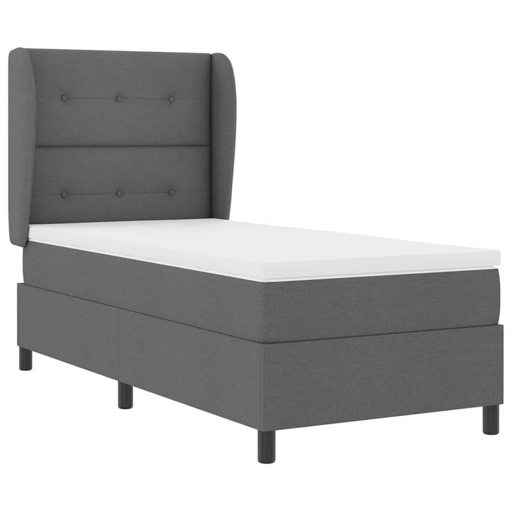 Box spring seng med hovedgærde Mørkegrå 100 x 200 cm Stof