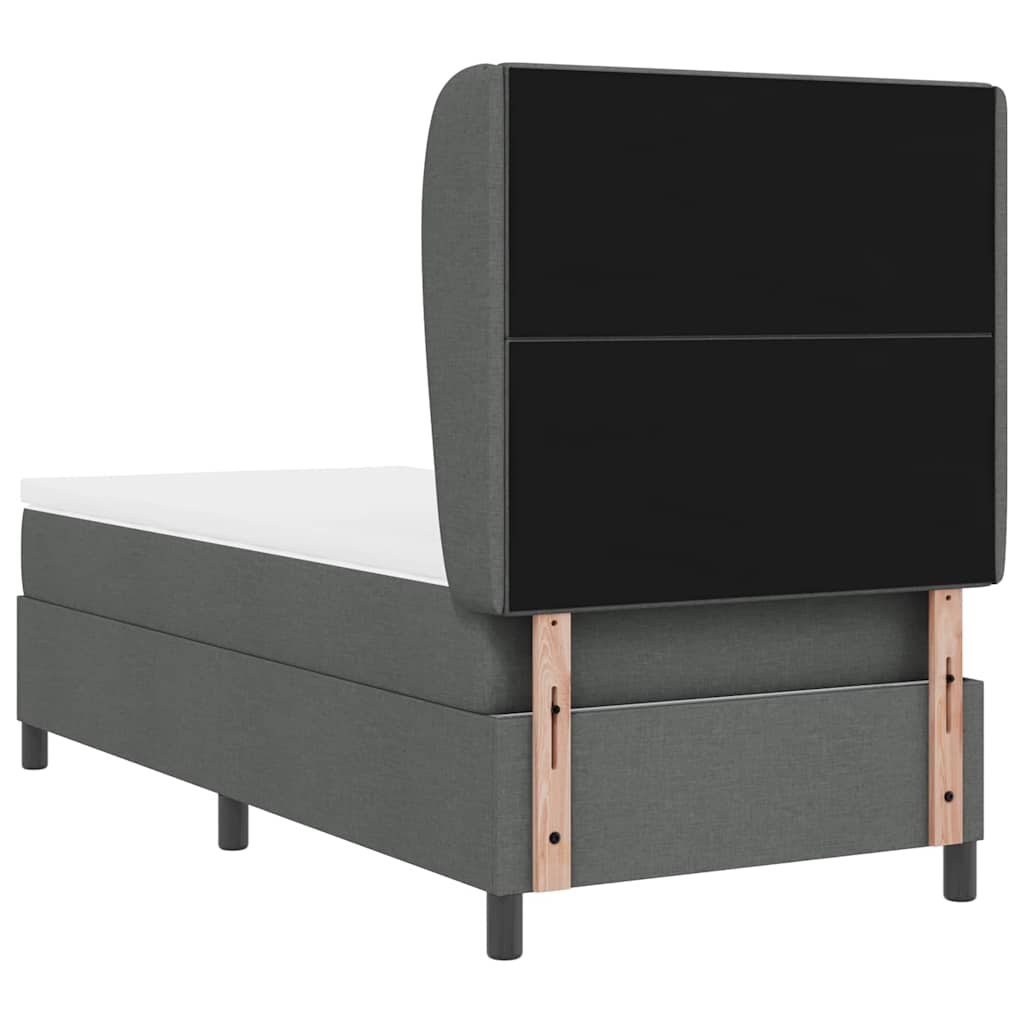 Box spring seng med hovedgærde Mørkegrå 100 x 200 cm Stof