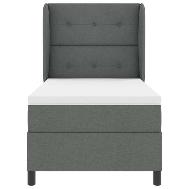 Box spring seng med hovedgærde Mørkegrå 100 x 200 cm Stof