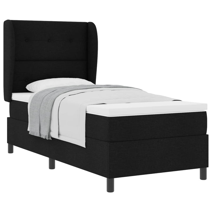 Box spring seng med hovedgærde Sort 100 x 200 cm Stof