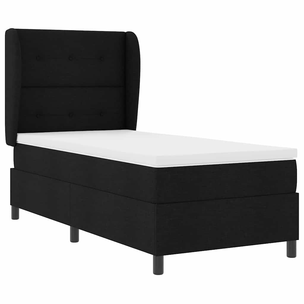 Box spring seng med hovedgærde Sort 100 x 200 cm Stof