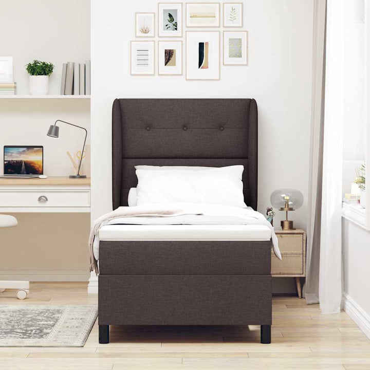 Box spring seng med hovedgærde Mørkebrun 100 x 200 cm Stof