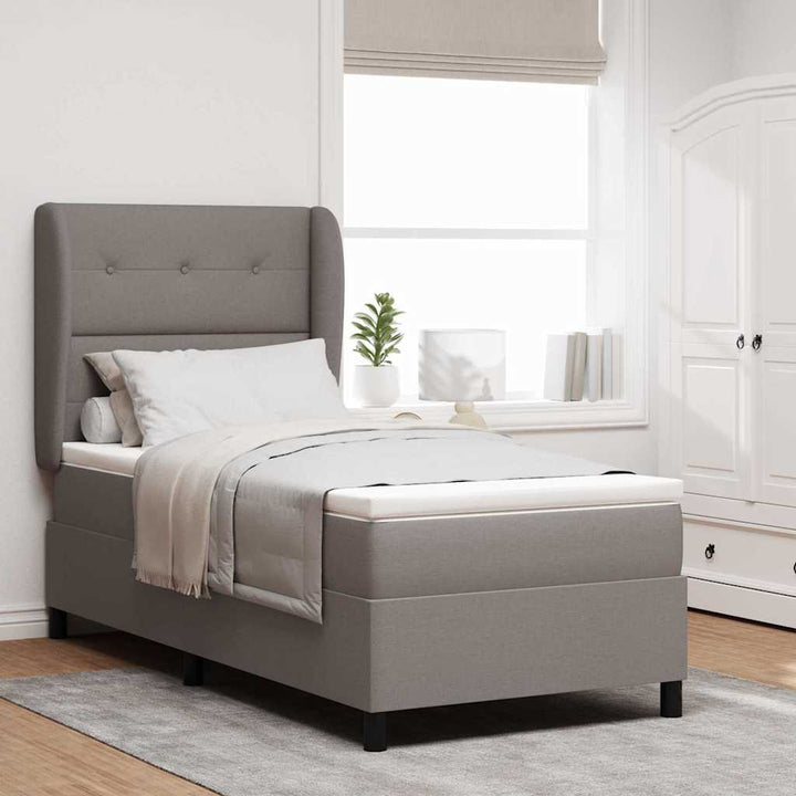 Box spring seng med hovedgærde Gråbrun 100 x 200 cm Stof