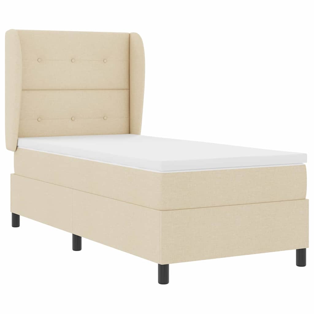Box spring seng med madras Creme 100 x 200 cm Stof
