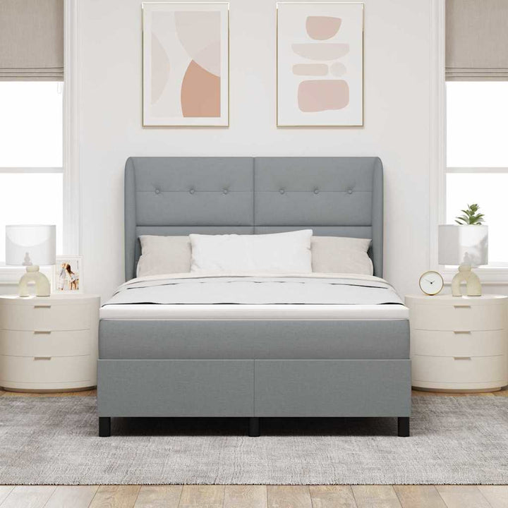 Box spring seng med madras Lysegrå 140 x 190 cm Stof