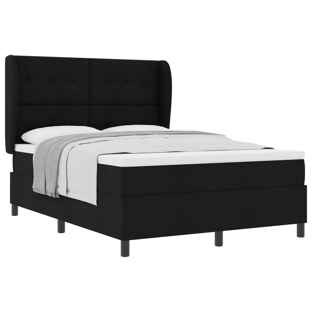 Box spring seng med madras Sort 140 x 190 cm Stof