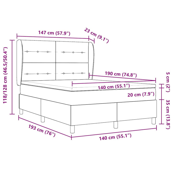 Box spring seng med madras Gråbrun 140 x 190 cm Stof