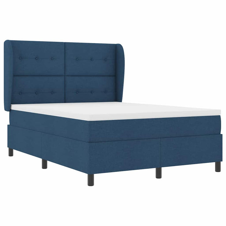 Box spring seng med madras med hovedgærde Blå 140 x 200 cm Stof