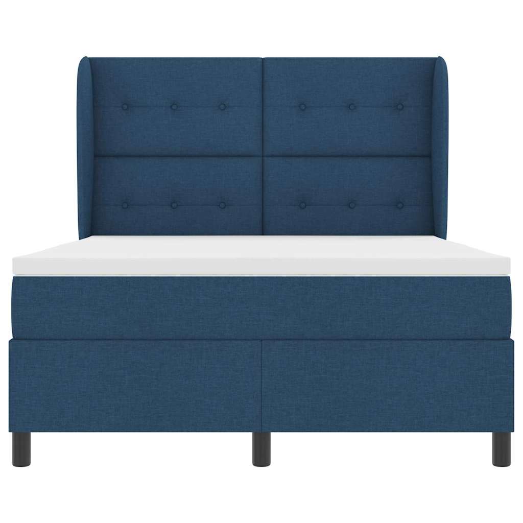 Box spring seng med madras med hovedgærde Blå 140 x 200 cm Stof