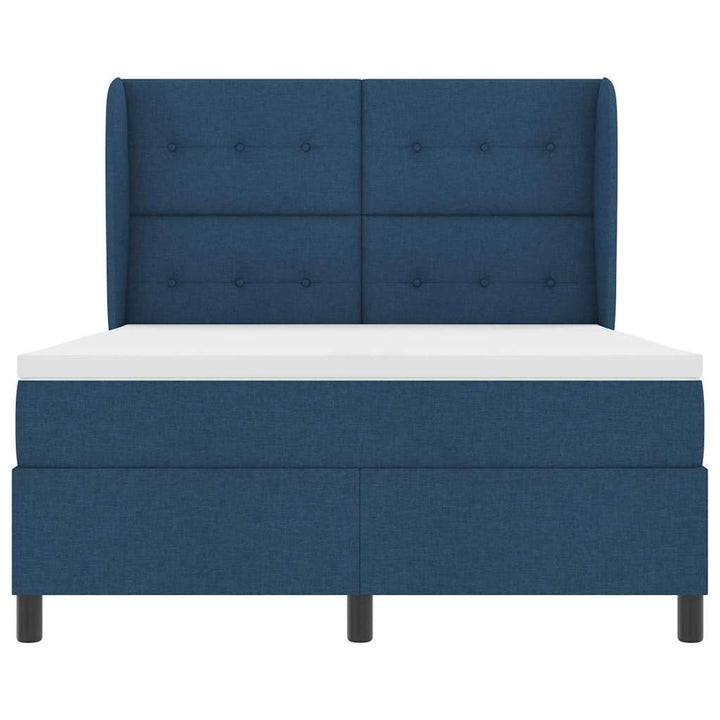 Box spring seng med madras med hovedgærde Blå 140 x 200 cm Stof