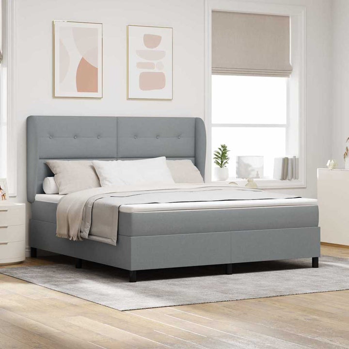 Box spring seng med madras Lysegrå 180 x 200 cm Stof