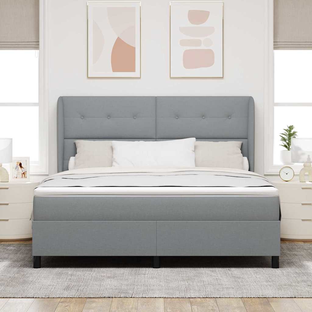 Box spring seng med madras Lysegrå 180 x 200 cm Stof