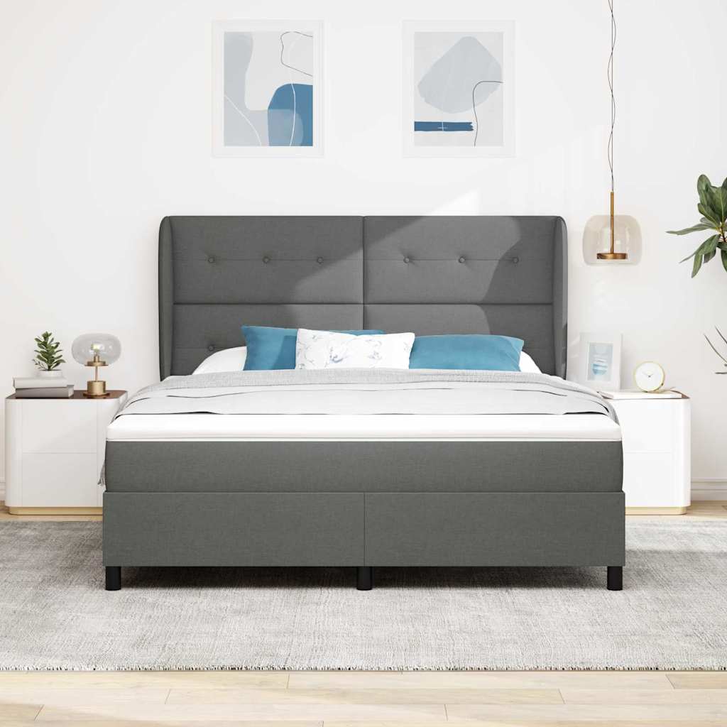 Box spring seng med hovedgærde Mørkegrå 180 x 200 cm Stof