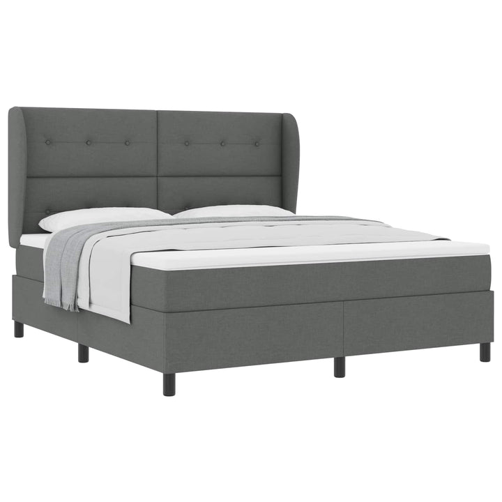 Box spring seng med hovedgærde Mørkegrå 180 x 200 cm Stof