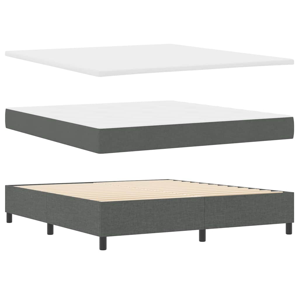 Box spring seng med hovedgærde Mørkegrå 180 x 200 cm Stof