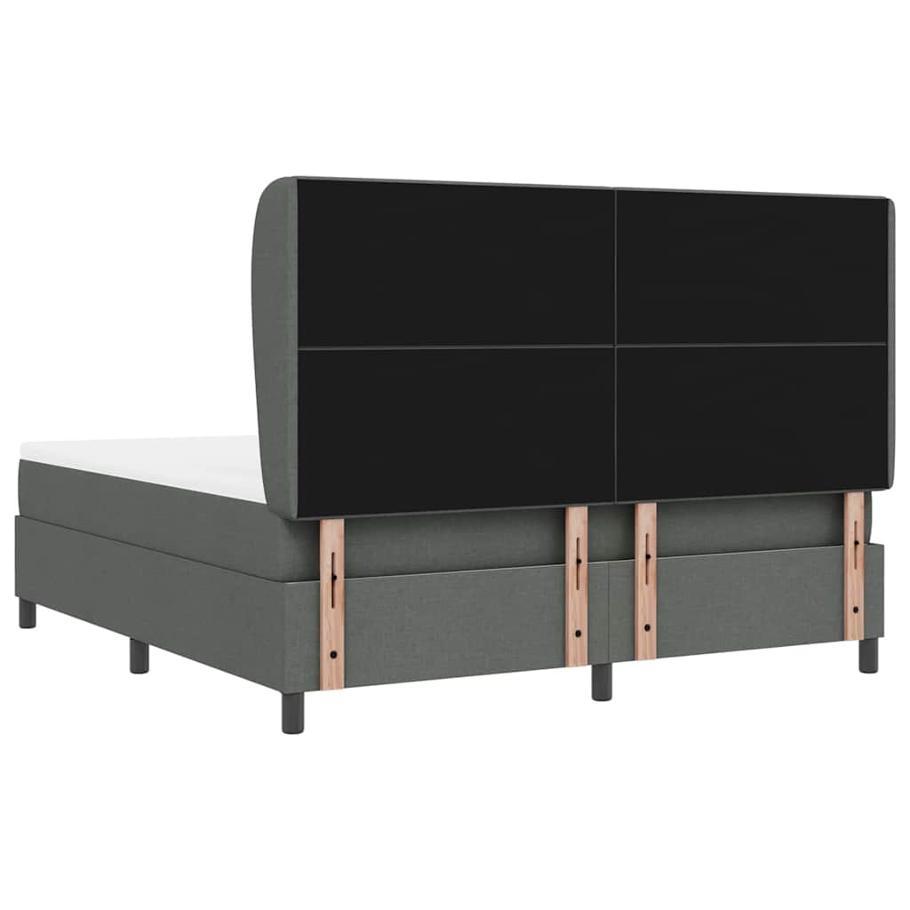 Box spring seng med hovedgærde Mørkegrå 180 x 200 cm Stof
