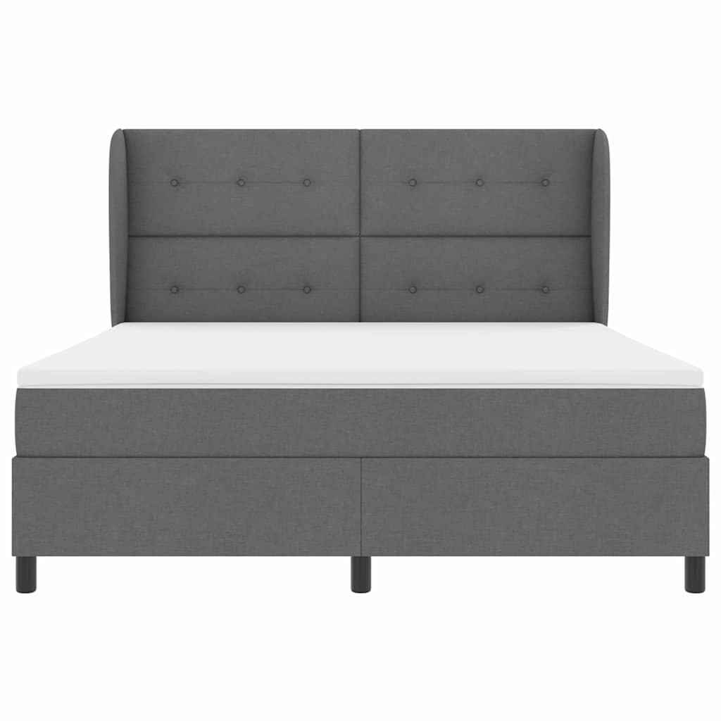 Box spring seng med hovedgærde Mørkegrå 180 x 200 cm Stof