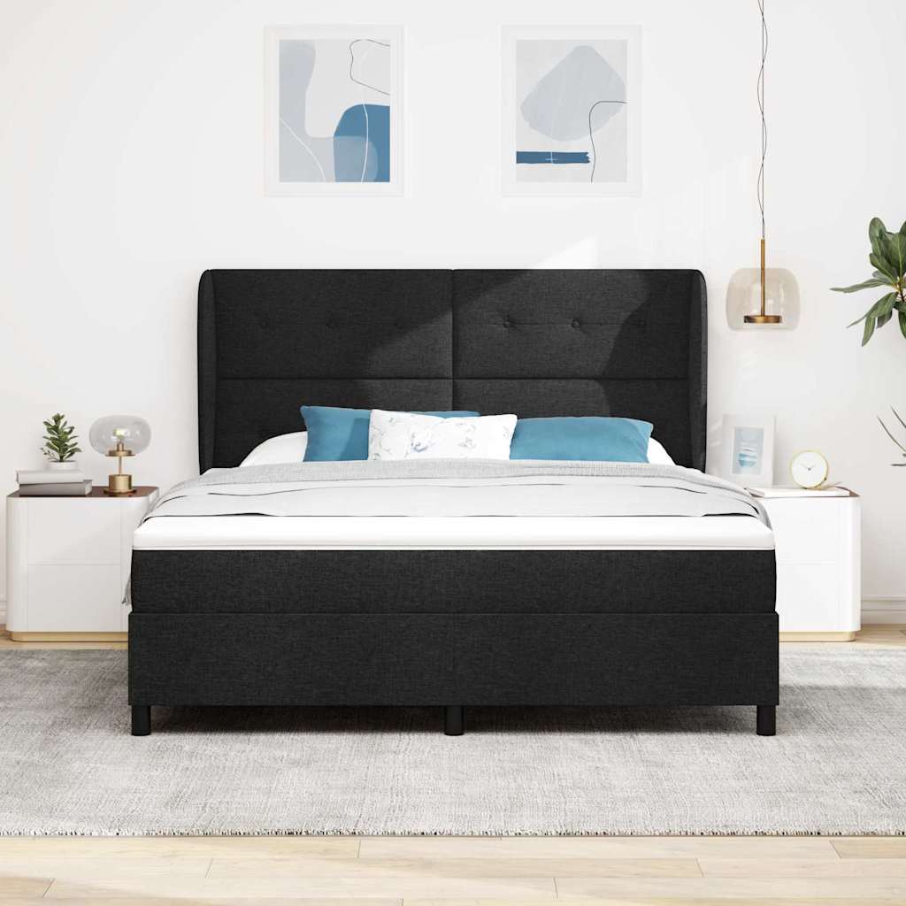 Box spring seng med madras Sort 180 x 200 cm Stof