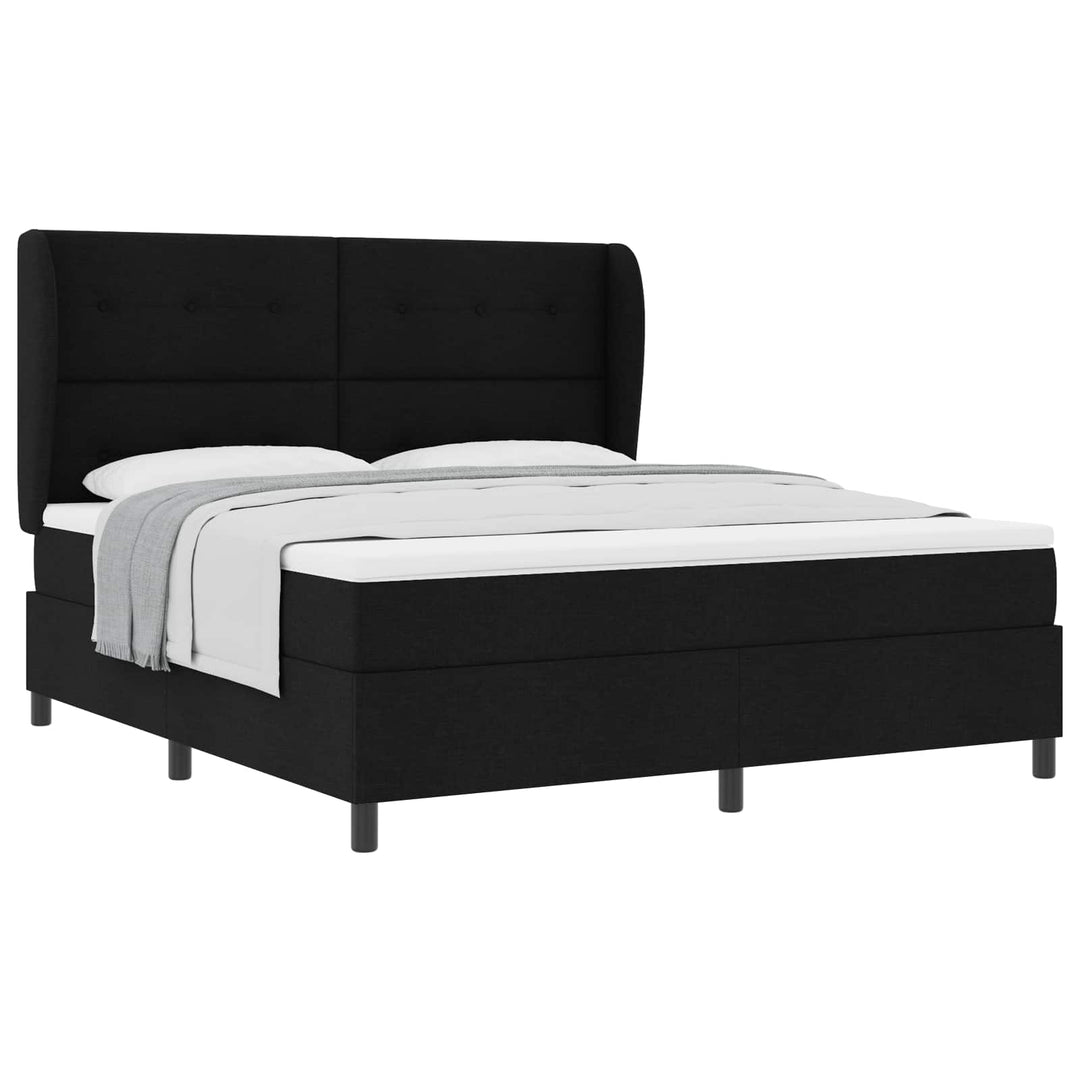 Box spring seng med madras Sort 180 x 200 cm Stof