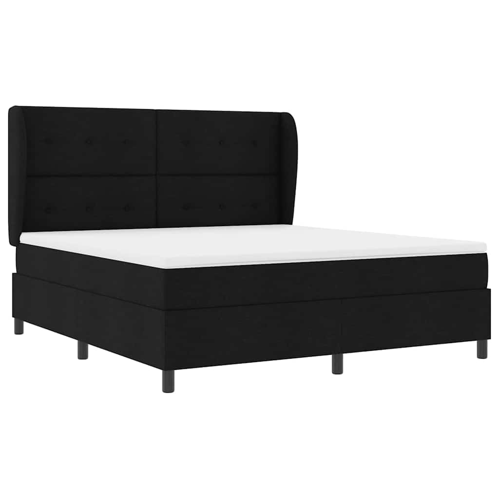 Box spring seng med madras Sort 180 x 200 cm Stof