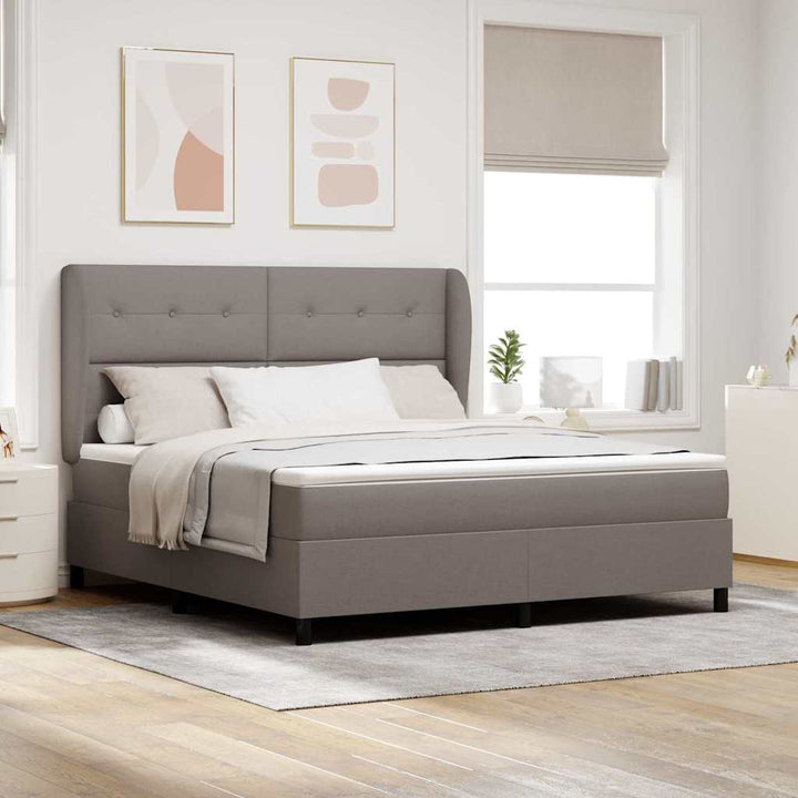 Box spring seng med madras Gråbrun 180 x 200 cm Stof