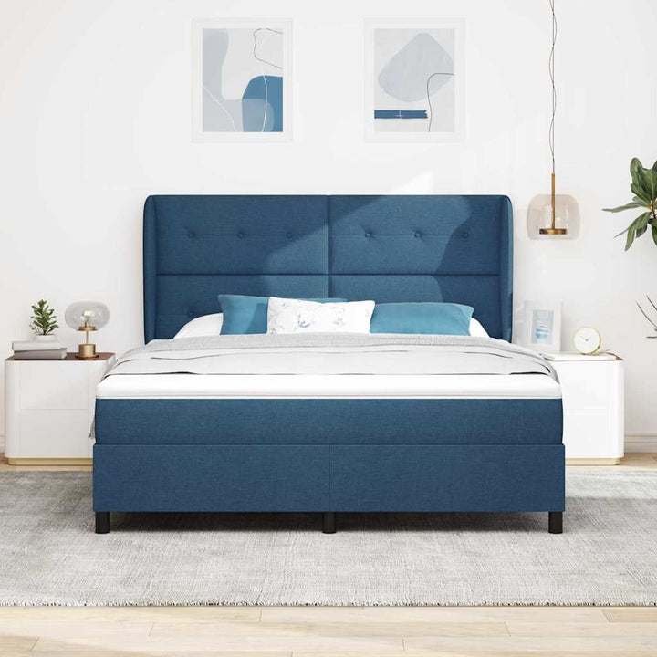 Box spring seng med hovedgærde Blå 180 x 200 cm Stof