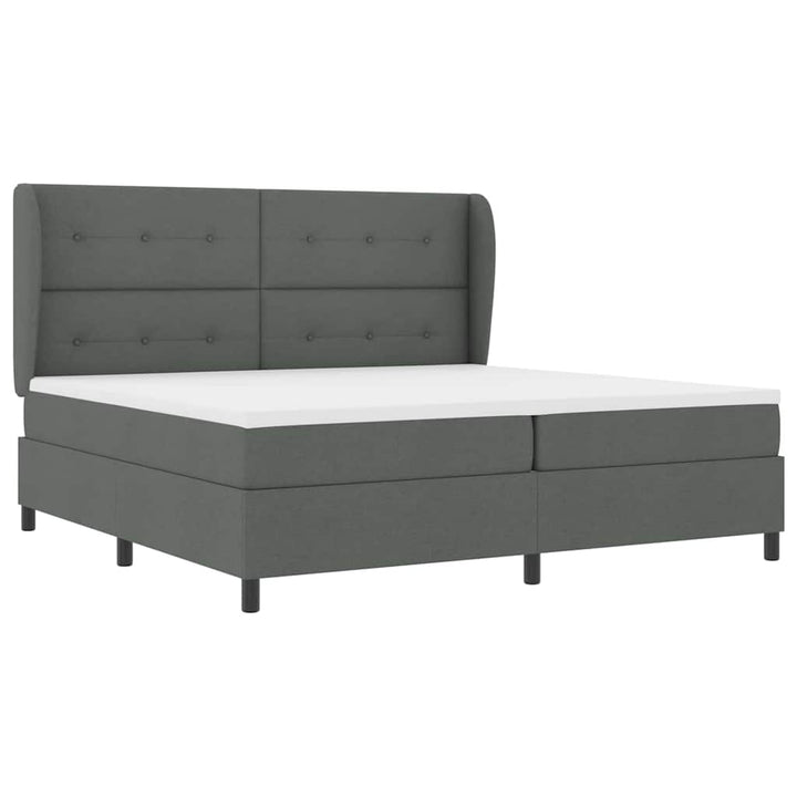 Box spring seng med hovedgærde Mørkegrå 200 x 200 cm Stof