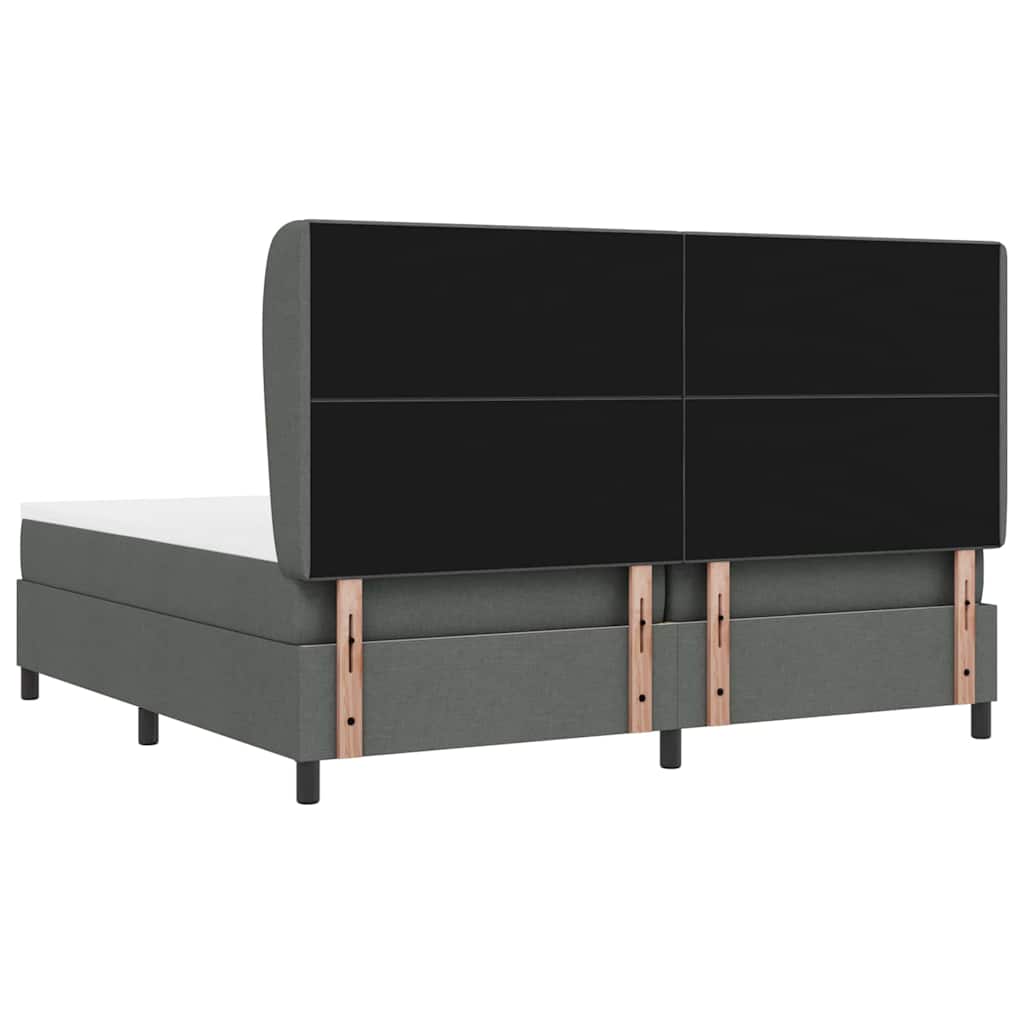 Box spring seng med hovedgærde Mørkegrå 200 x 200 cm Stof