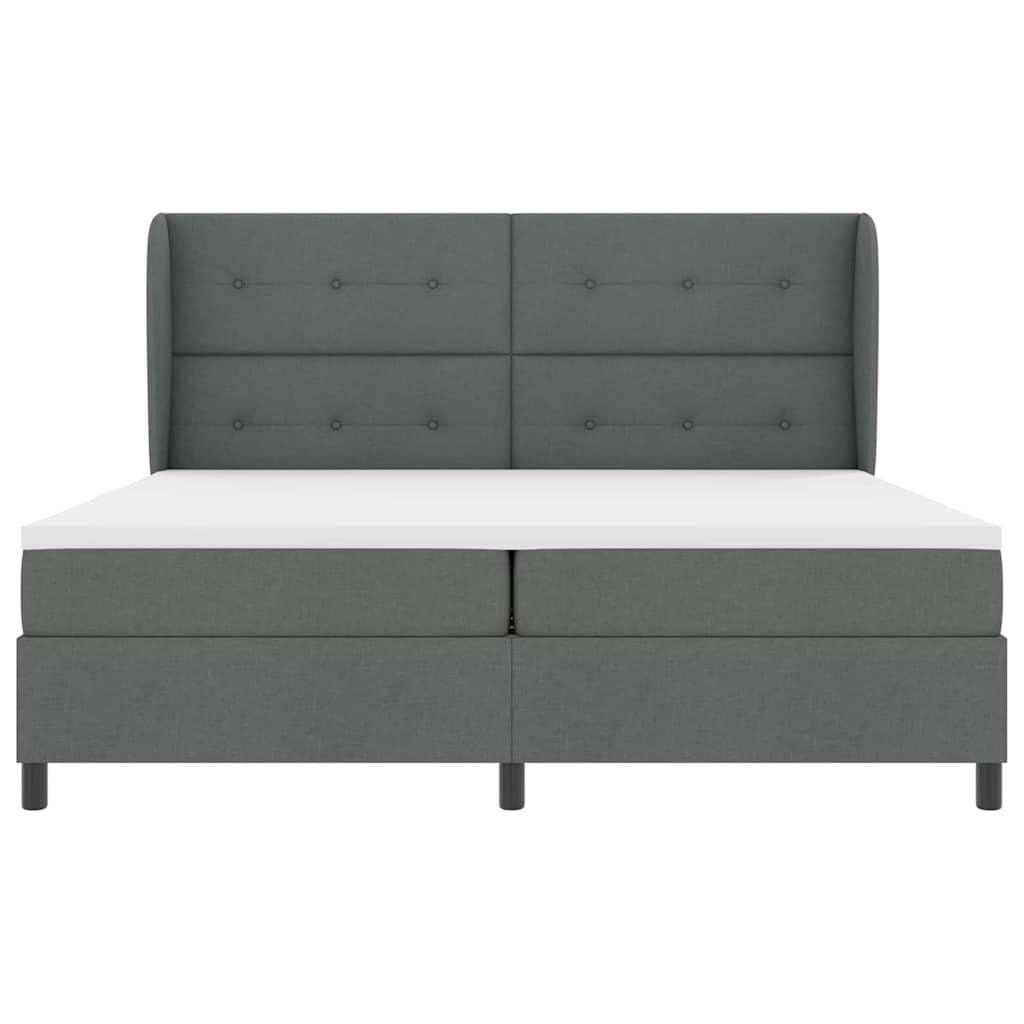 Box spring seng med hovedgærde Mørkegrå 200 x 200 cm Stof
